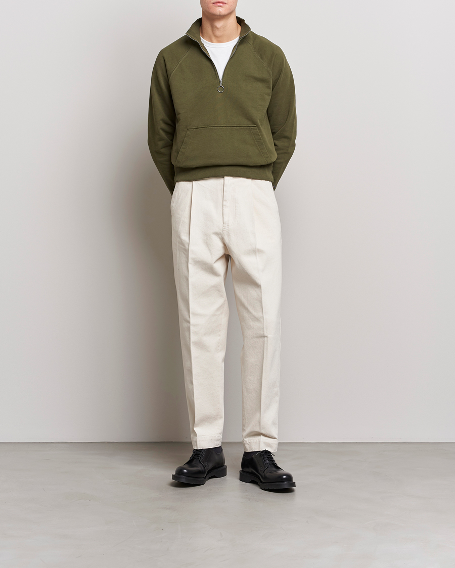Men | Sweaters & Knitwear | Drake's | Quarter Zip Sweatshirt Green