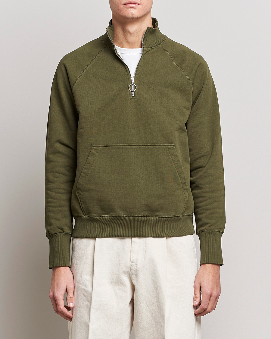 Men | Half-zip | Drake's | Quarter Zip Sweatshirt Green