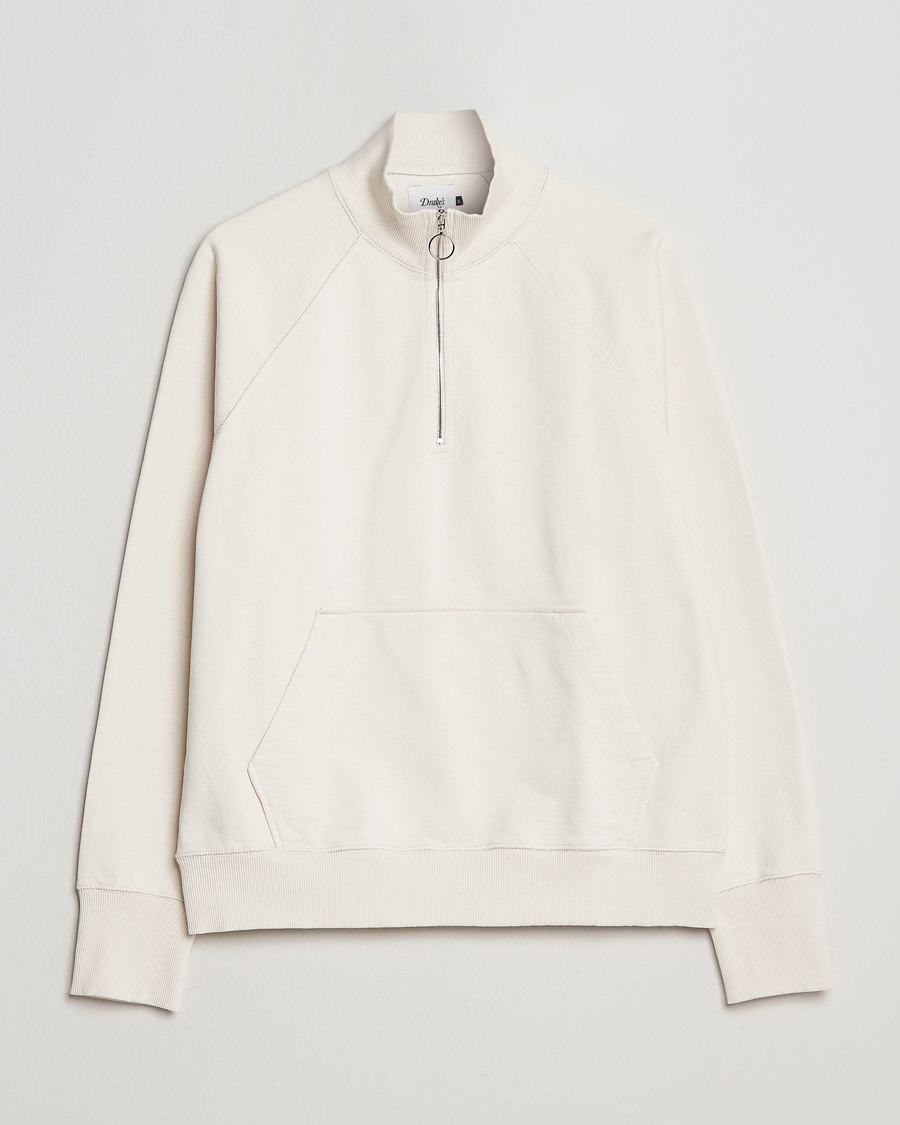Men | Sweaters & Knitwear | Drake's | Quarter Zip Sweatshirt Ecru