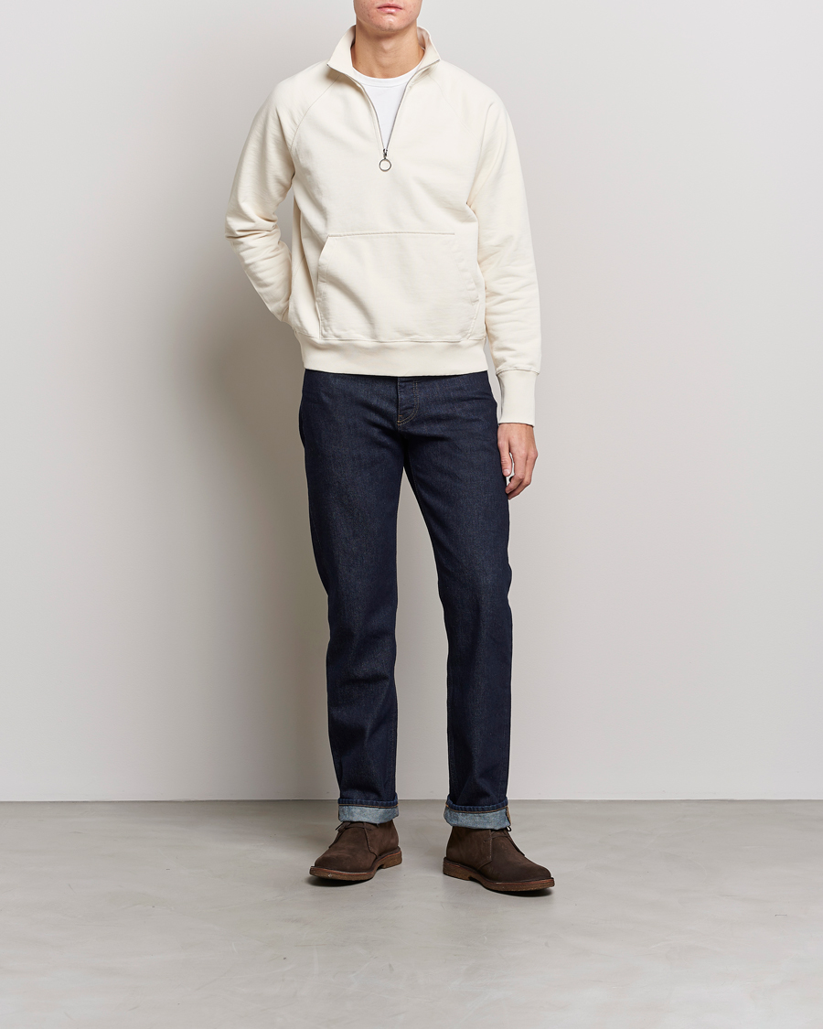 Men | Sweaters & Knitwear | Drake's | Quarter Zip Sweatshirt Ecru