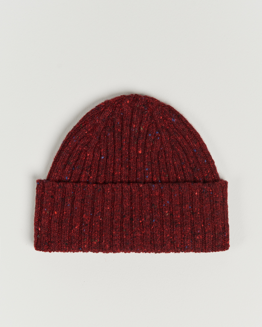 Men | Drake's Donegal Beanie Hat Red | Drake's | Donegal Beanie Hat Red