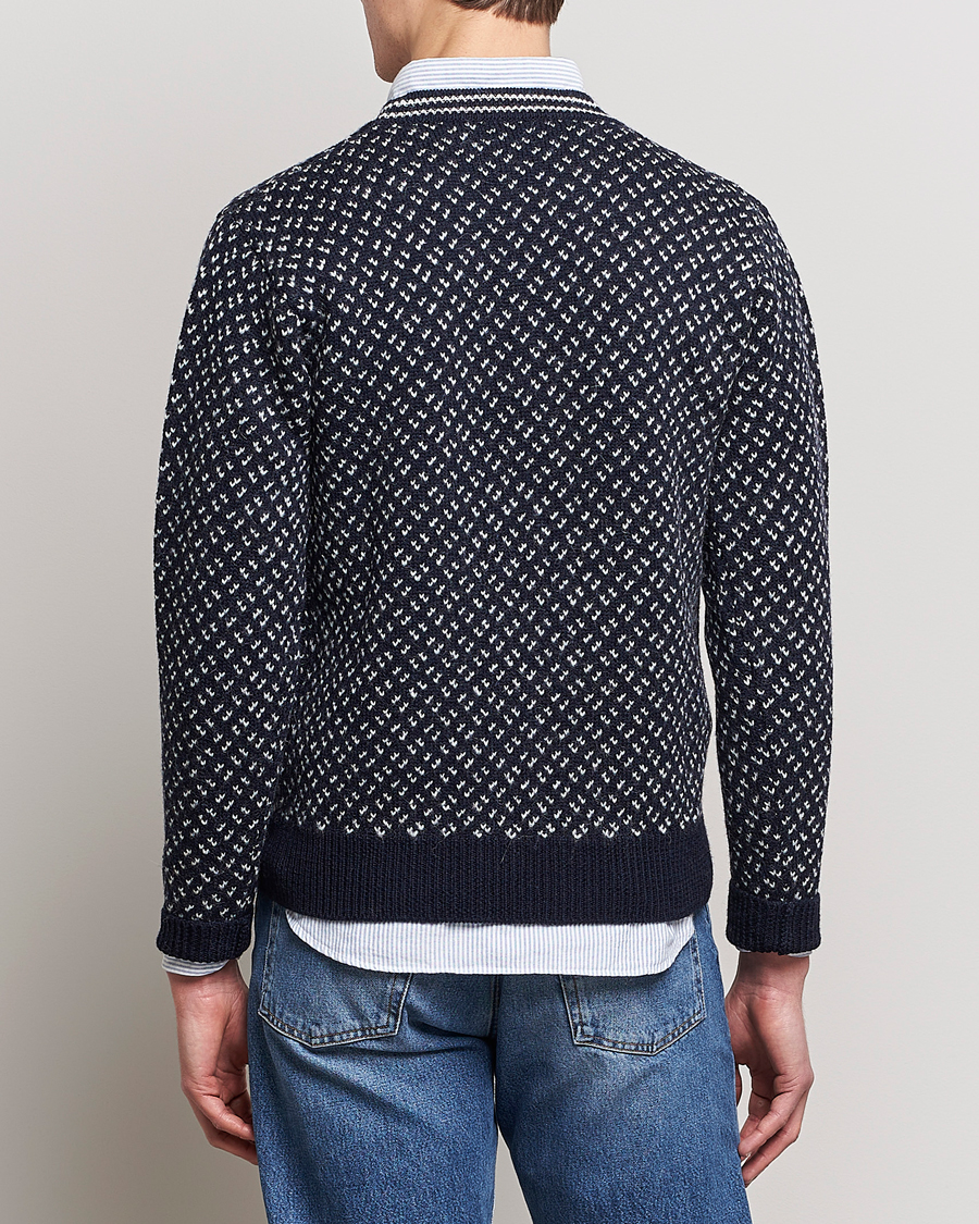Men | Sweaters & Knitwear | Drake's | Norwegian Wool/Alpaca Crew Navy