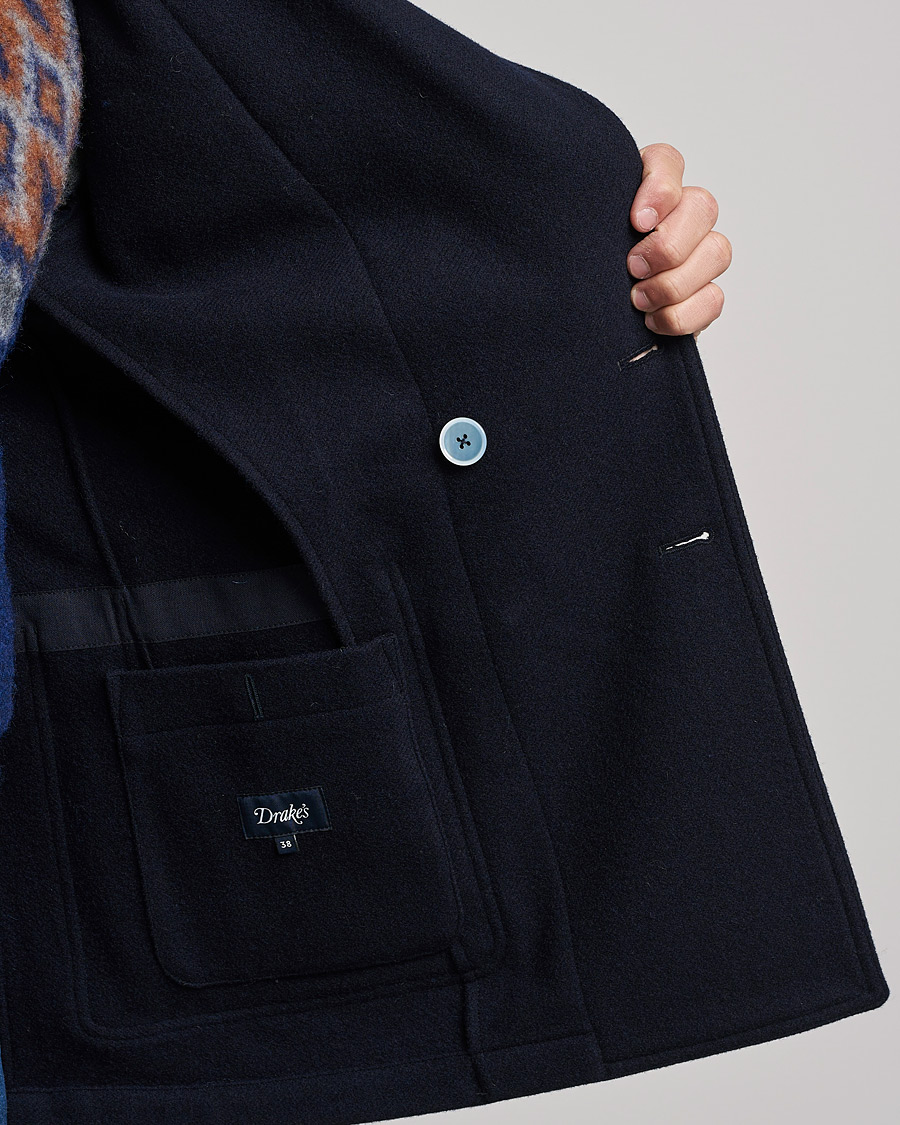 Men | Blazers | Drake's | MKIII Double Breasted Wool/Flannel Blazer Navy