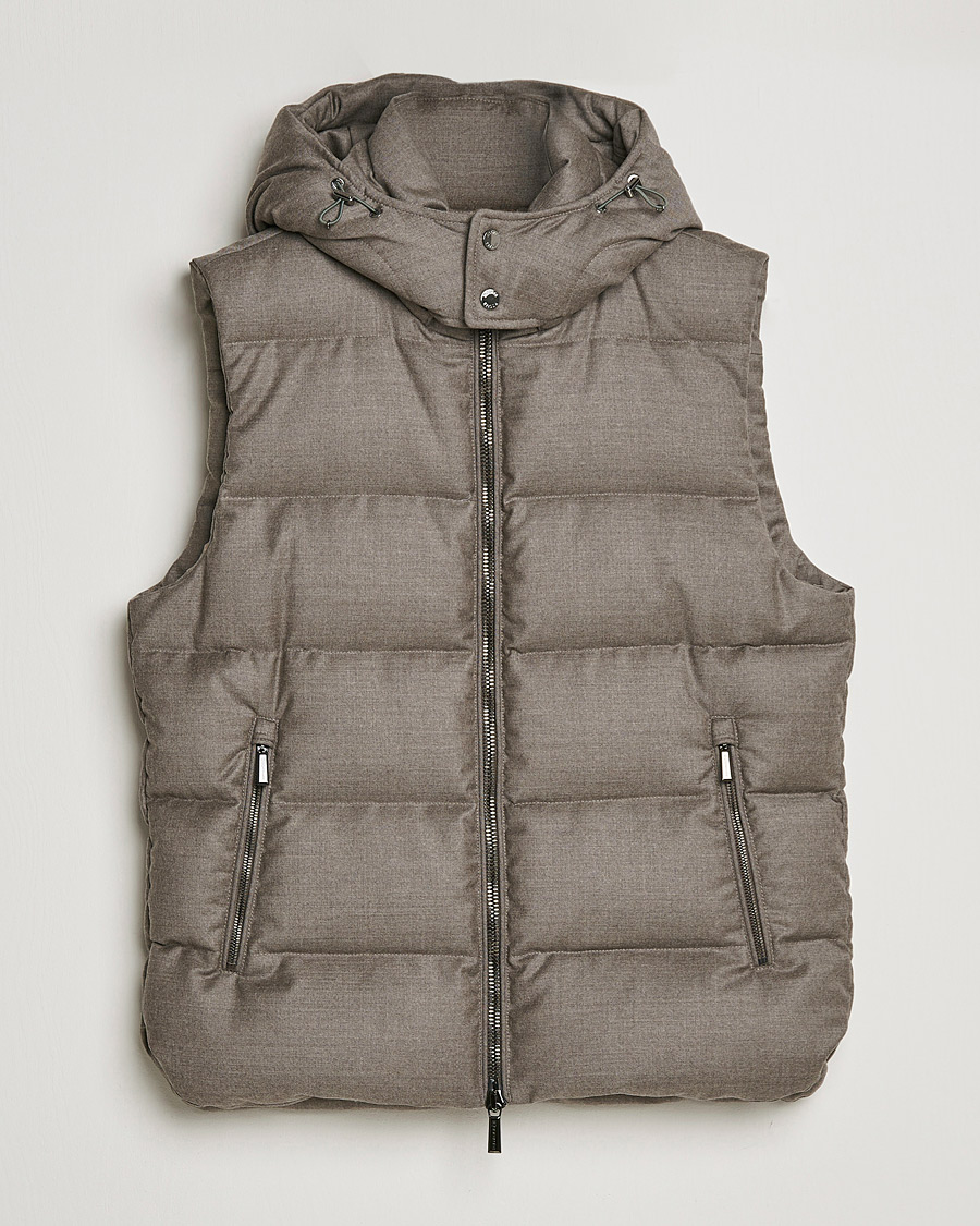 Men | Coats & Jackets | MooRER | Fire Wool/Cashmere Hooded Vest Beige