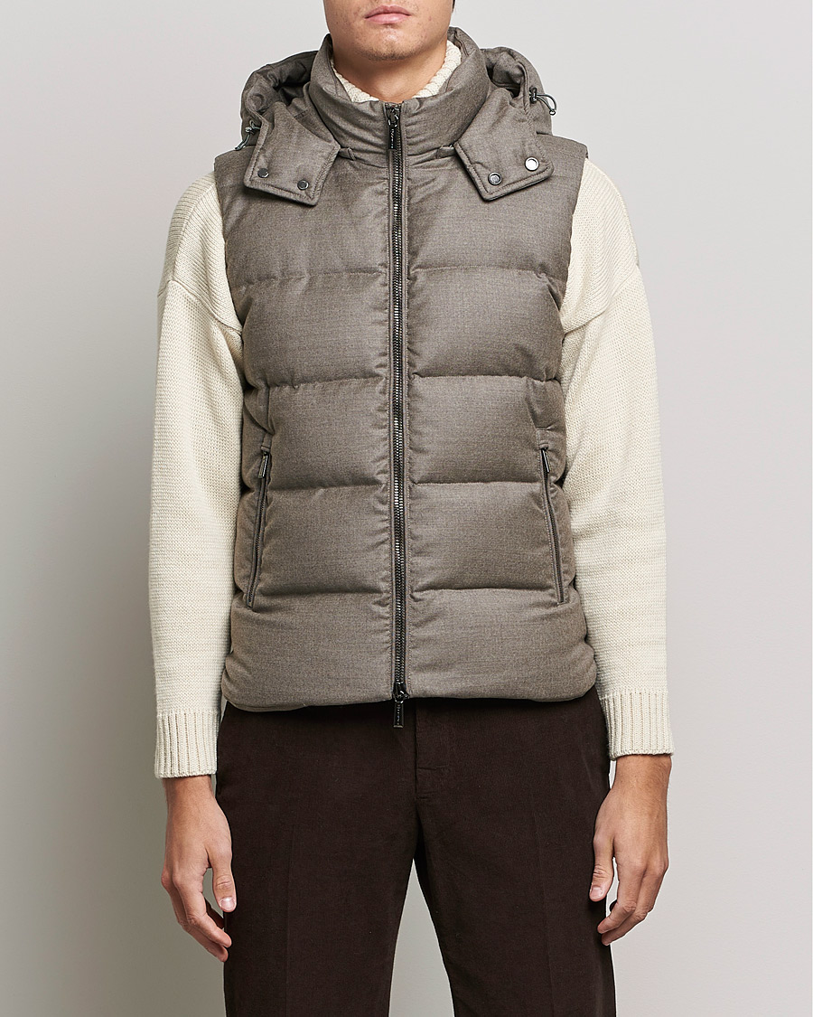 Men | Coats & Jackets | MooRER | Fire Wool/Cashmere Hooded Vest Beige
