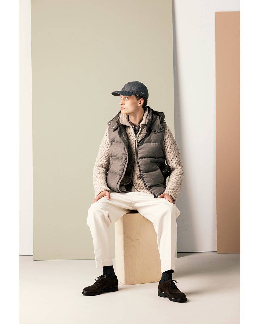 Men | Coats & Jackets | MooRER | Fire Wool/Cashmere Hooded Vest Beige