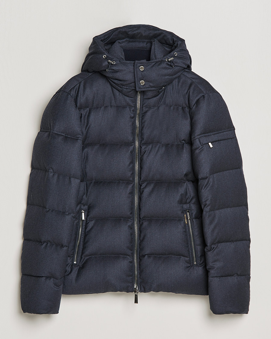 Men | Coats & Jackets | MooRER | Brett Wool/Cashmere Hooded Jacket Blue Grey