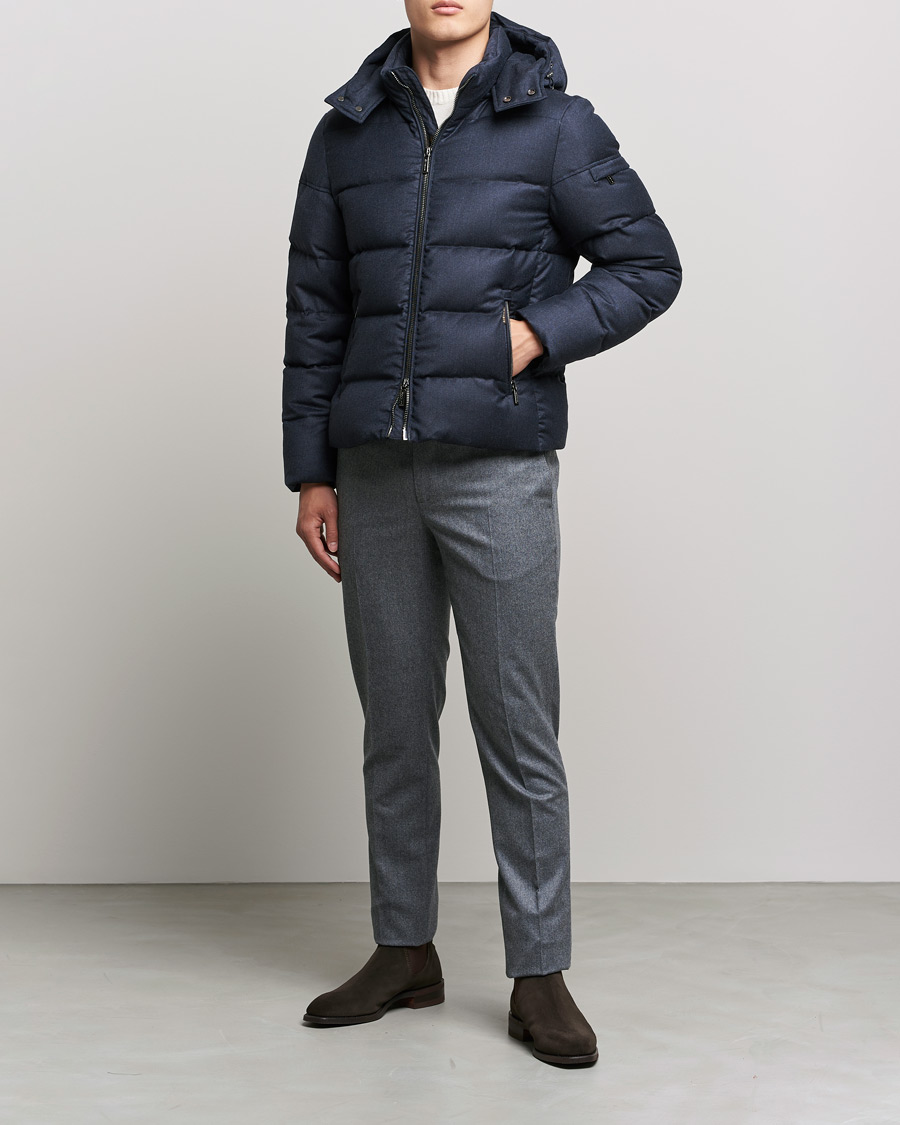 Men |  | MooRER | Brett Wool/Cashmere Hooded Jacket Blue Grey