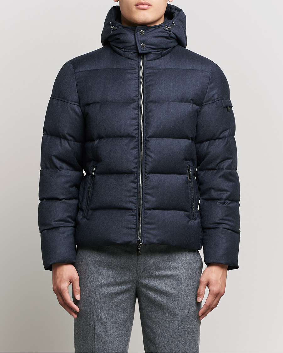 Men | Coats & Jackets | MooRER | Brett Wool/Cashmere Hooded Jacket Blue Grey