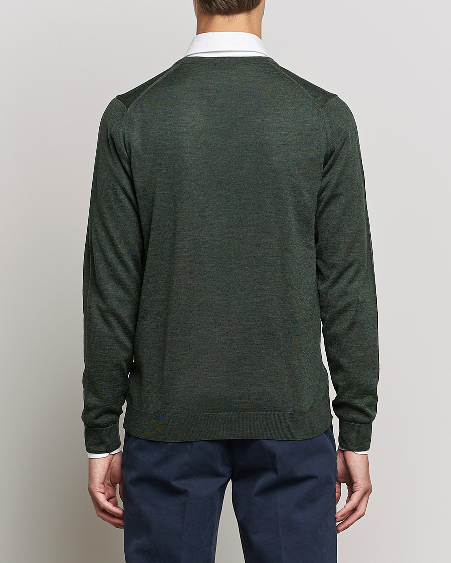 Men | Sweaters & Knitwear | Stenströms | Merino Zegna Knitted Cardigan Forest Green