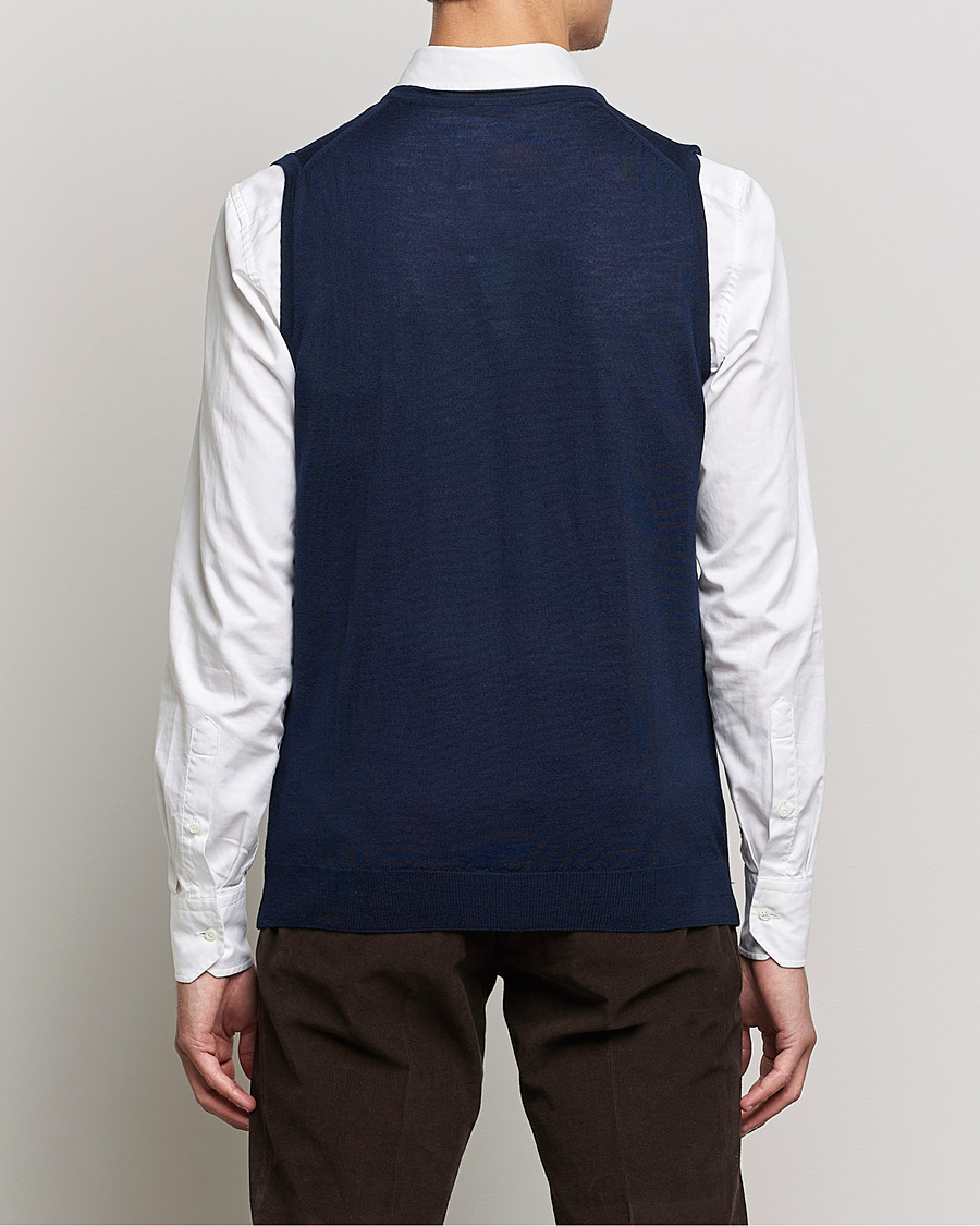 Men | Sweaters & Knitwear | Stenströms | Merino Slipover Navy
