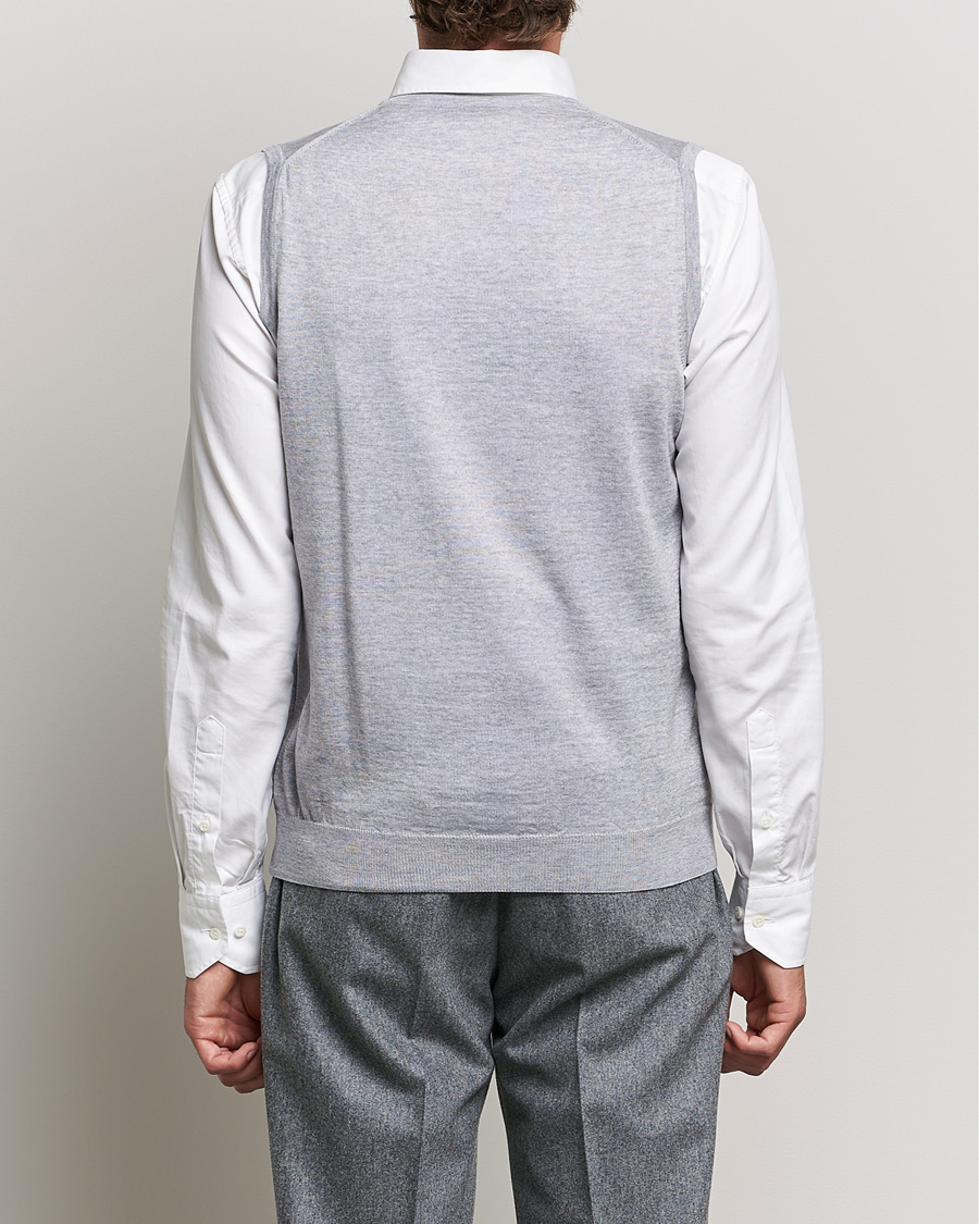 Men | Sweaters & Knitwear | Stenströms | Merino Slipover Light Grey