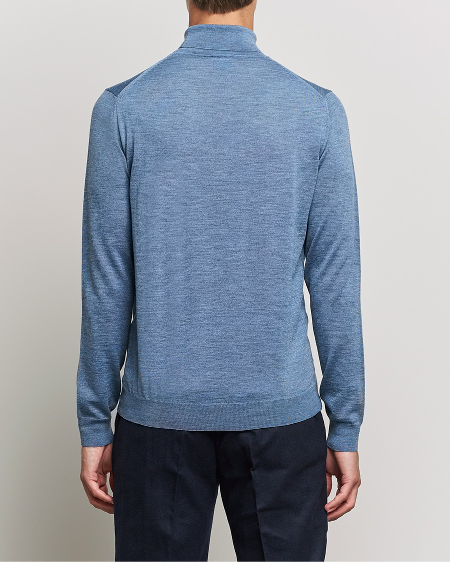 Men | Sweaters & Knitwear | Stenströms | Fine Merino Rollneck Light Blue