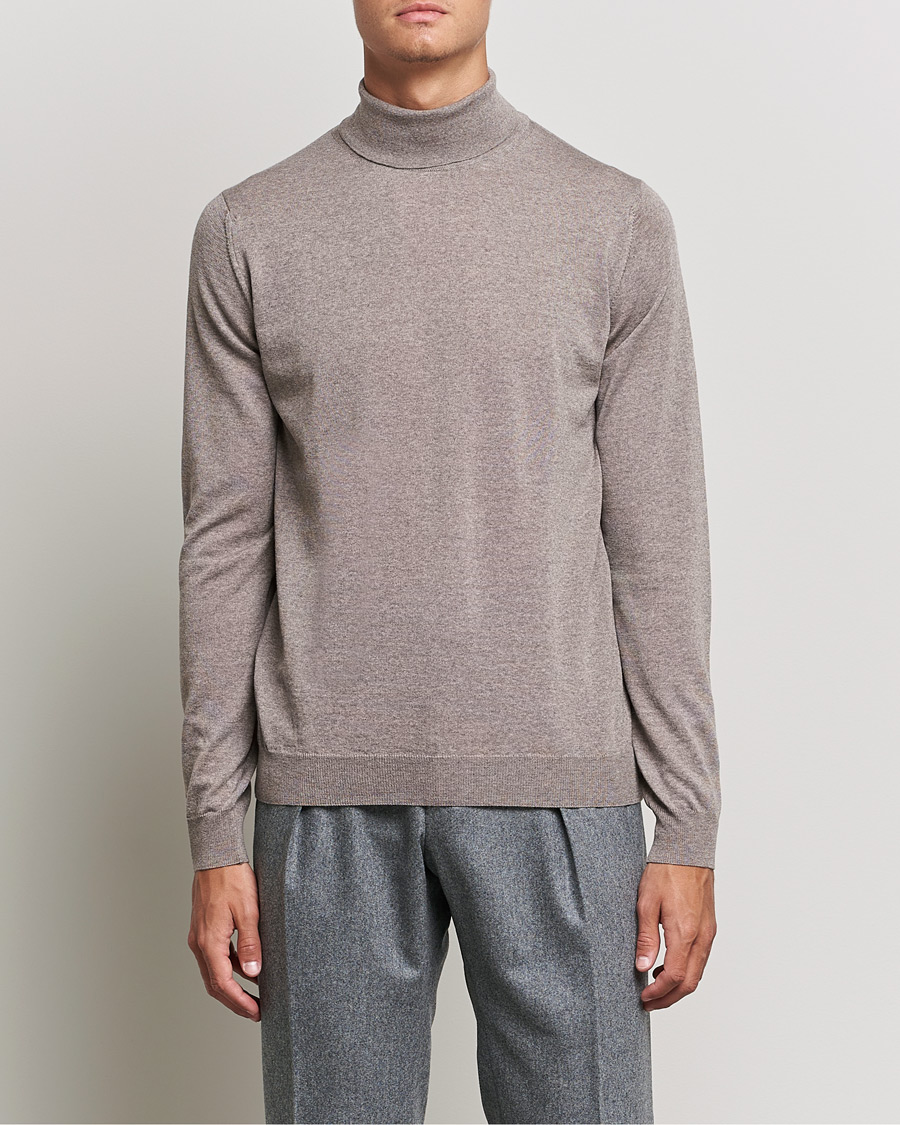 Men | Sweaters & Knitwear | Stenströms | Fine Merino Rollneck Camel