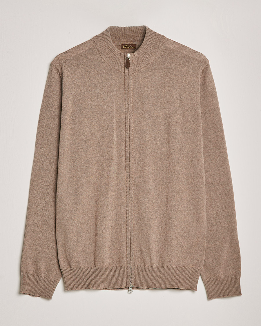 Men | Sweaters & Knitwear | Stenströms | Merino Full Zip Camel