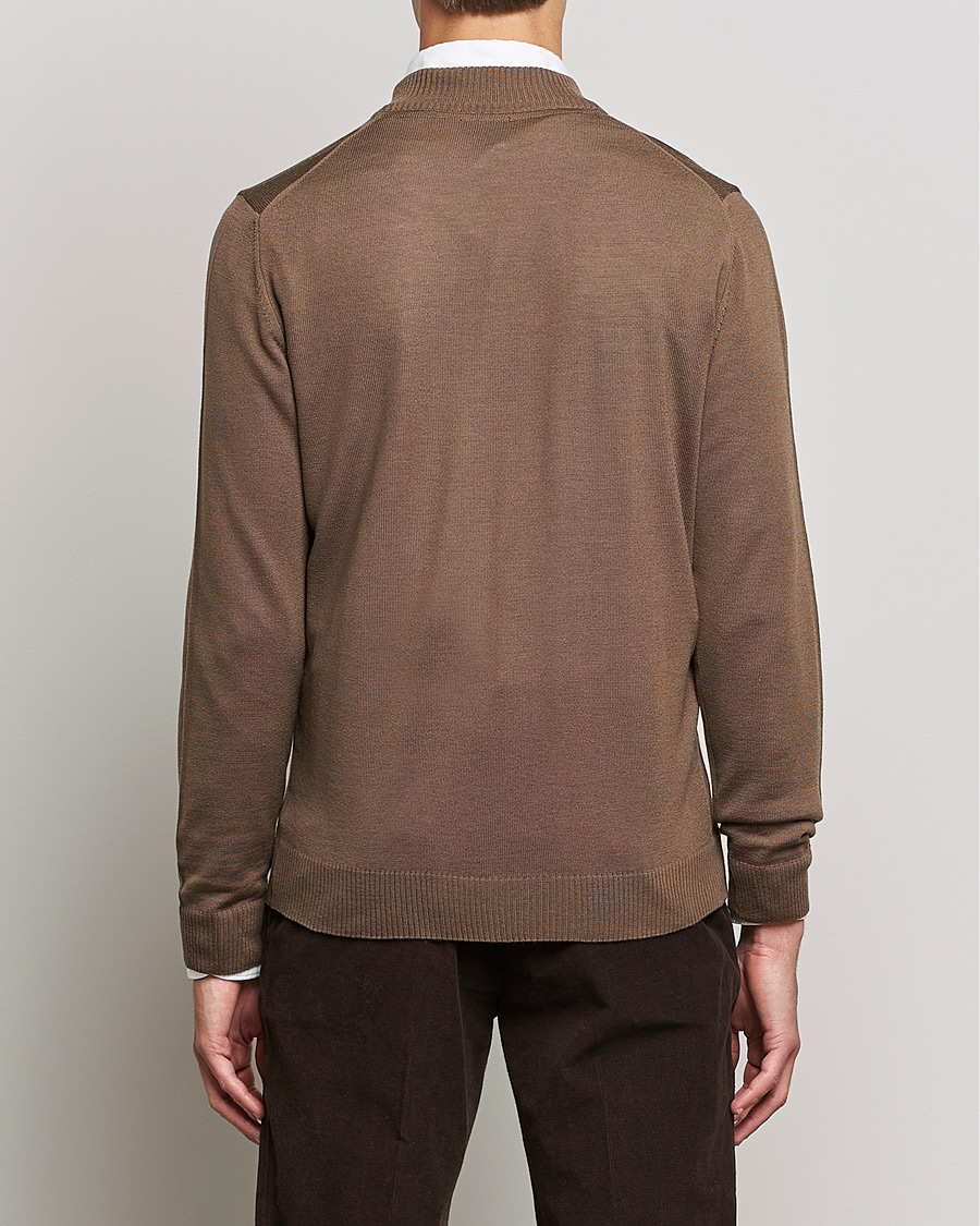 Men | Sweaters & Knitwear | Stenströms | Merino Full Zip Brown