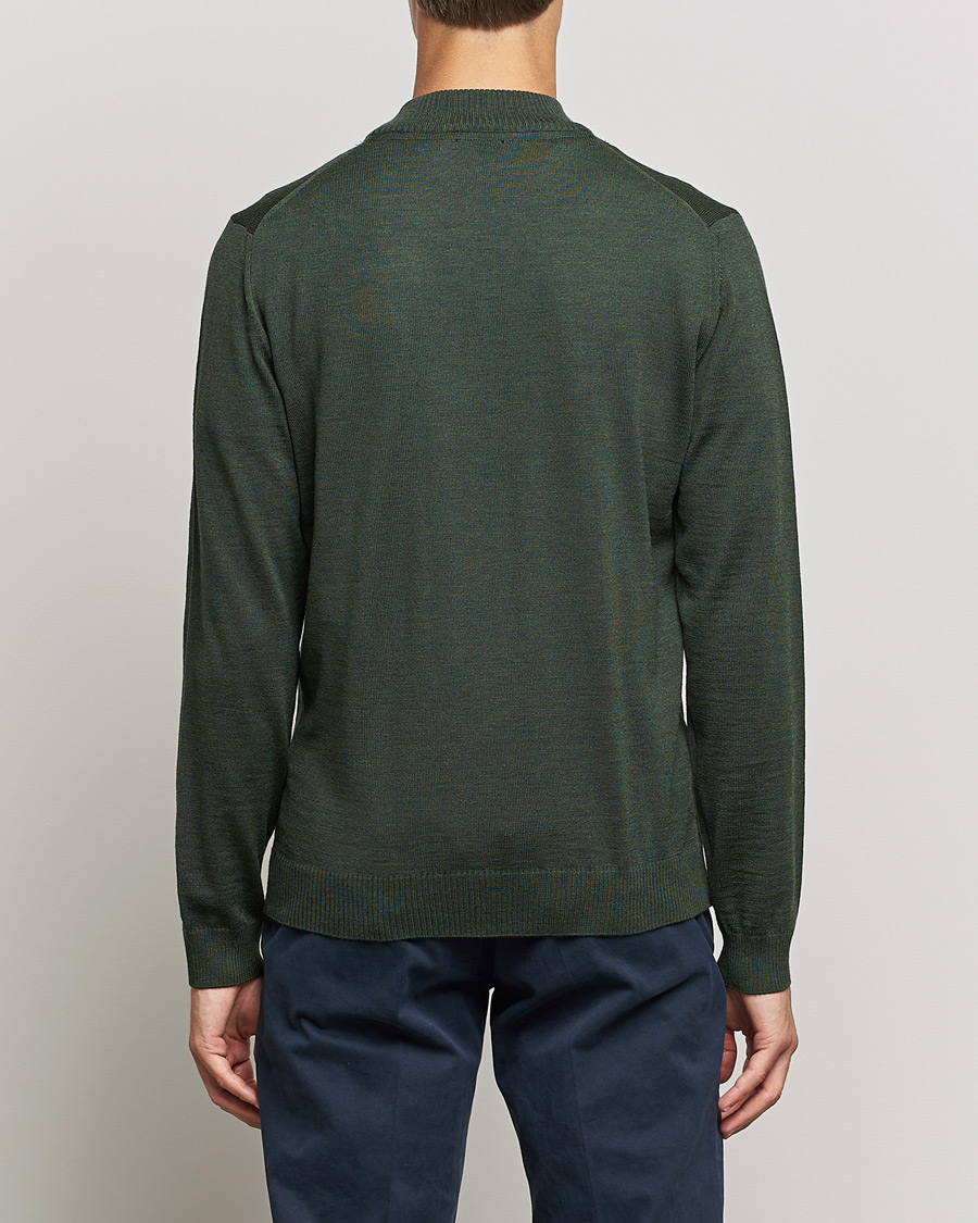 Men | Sweaters & Knitwear | Stenströms | Merino Full Zip Dark Green