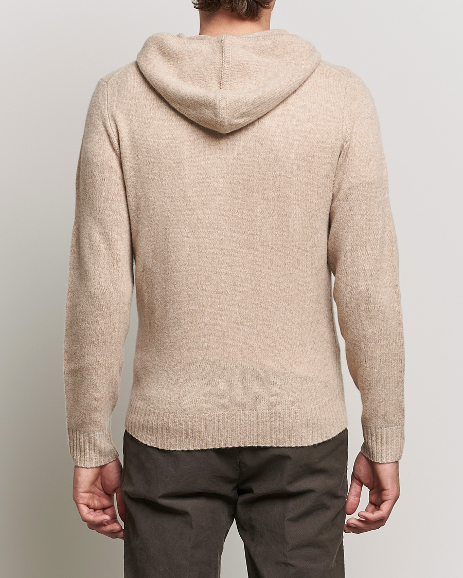 Men | Sweaters & Knitwear | Stenströms | Yak/Merino Full Zip Hoodie Beige