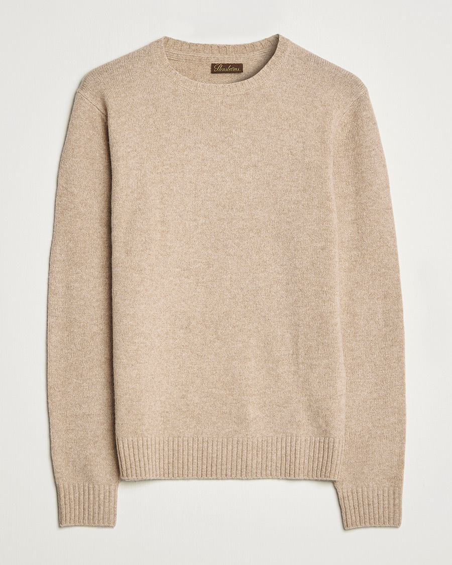 Men | Sweaters & Knitwear | Stenströms | Yak/Merino Crew Neck Beige