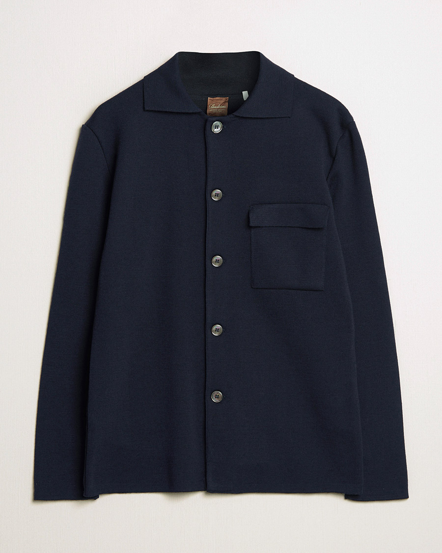 Men | Sweaters & Knitwear | Stenströms | Merino Chest Pocket Cardigan Navy