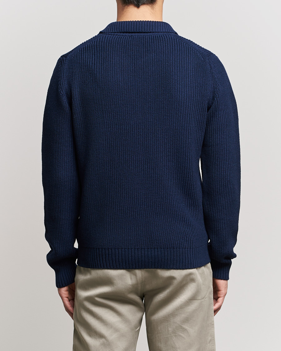 Men | Sweaters & Knitwear | Stenströms | Chunky Merino Polo Navy