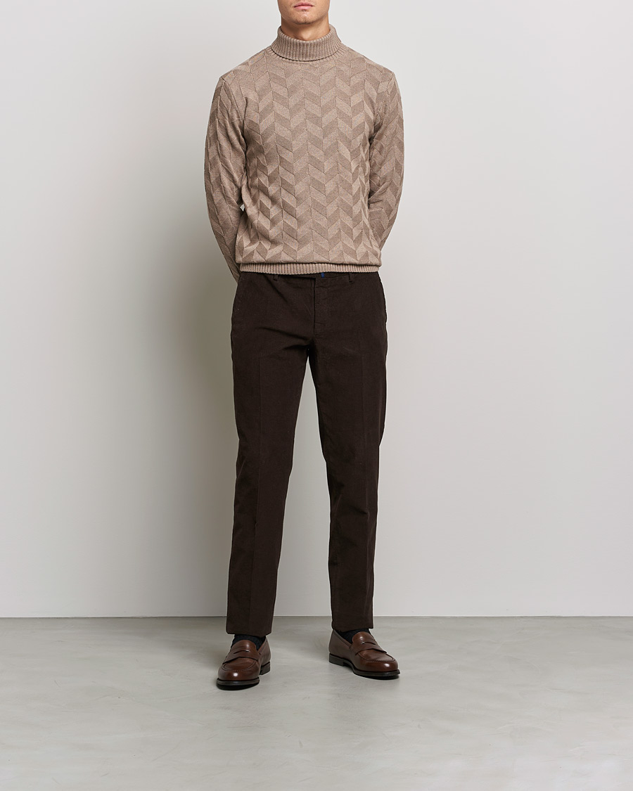 Men | Sweaters & Knitwear | Stenströms | Chunky Merino Structured Rollneck Camel
