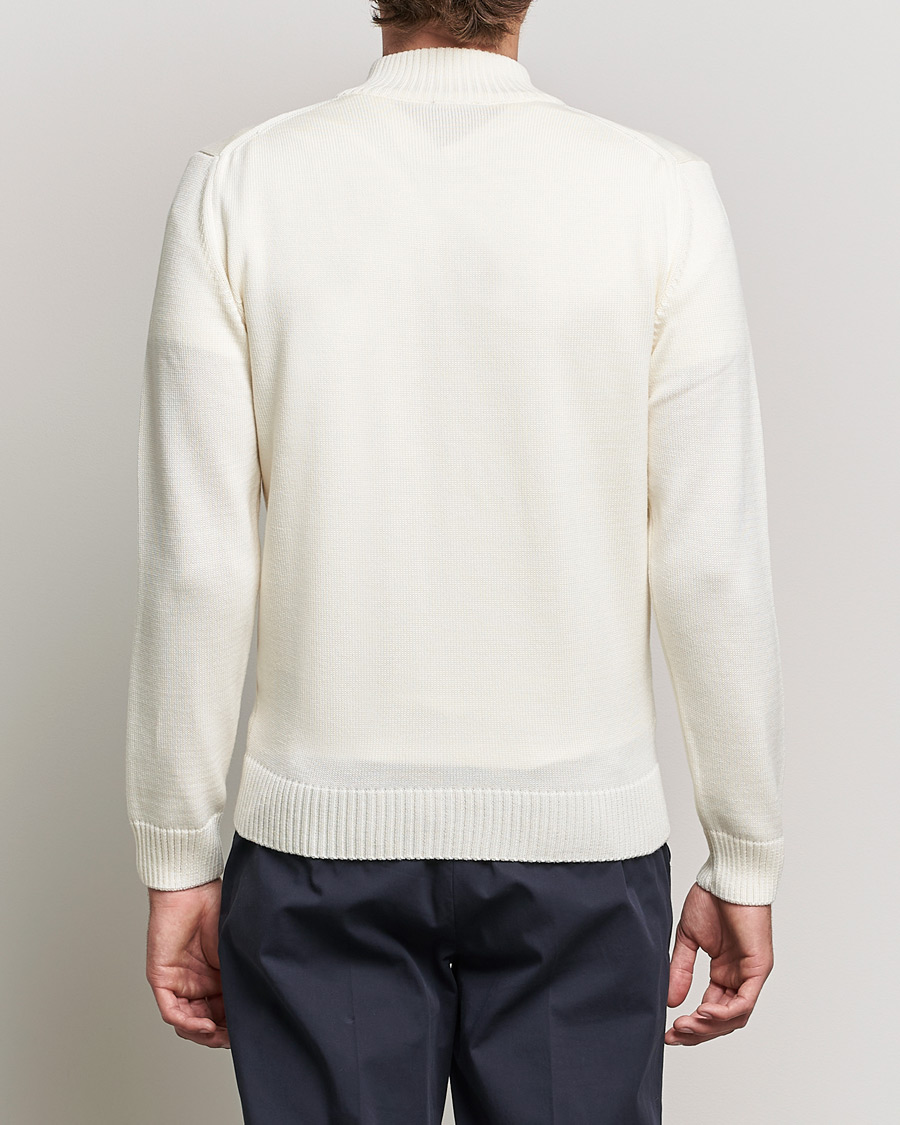 Men | Sweaters & Knitwear | Stenströms | Chunky Merino Full Zip Cardigan Creme White