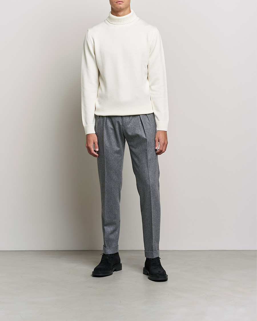Men | Sweaters & Knitwear | Stenströms | Chunky Merino Rollneck Creme White