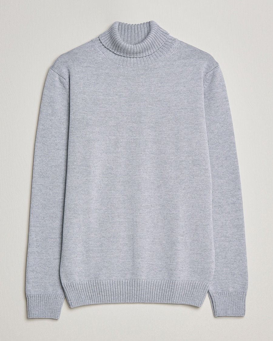Men | Sweaters & Knitwear | Stenströms | Chunky Merino Rollneck Light Grey