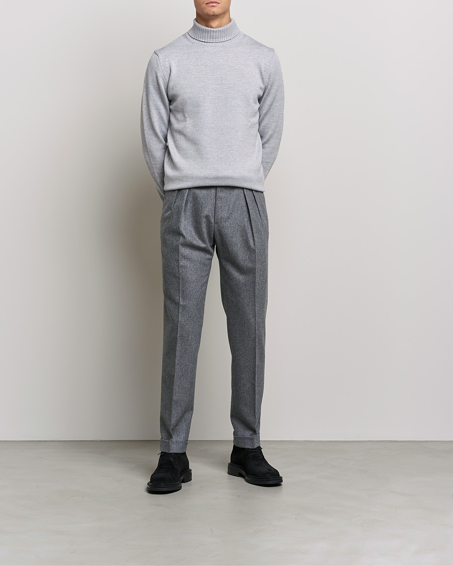 Men | Sweaters & Knitwear | Stenströms | Chunky Merino Rollneck Light Grey