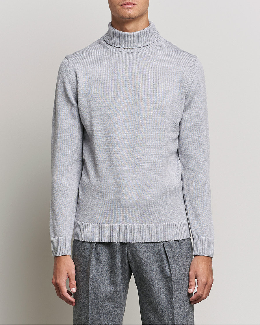 Men | Sweaters & Knitwear | Stenströms | Chunky Merino Rollneck Light Grey