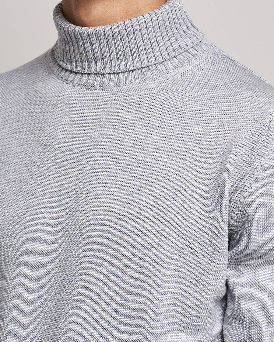 Men | Sweaters & Knitwear | Stenströms | Chunky Merino Rollneck Light Grey