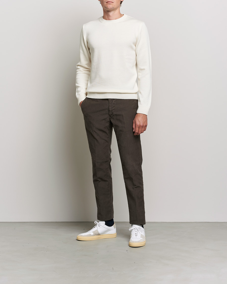 Men | Sweaters & Knitwear | Stenströms | Chunky Merino Crew Neck Creme White