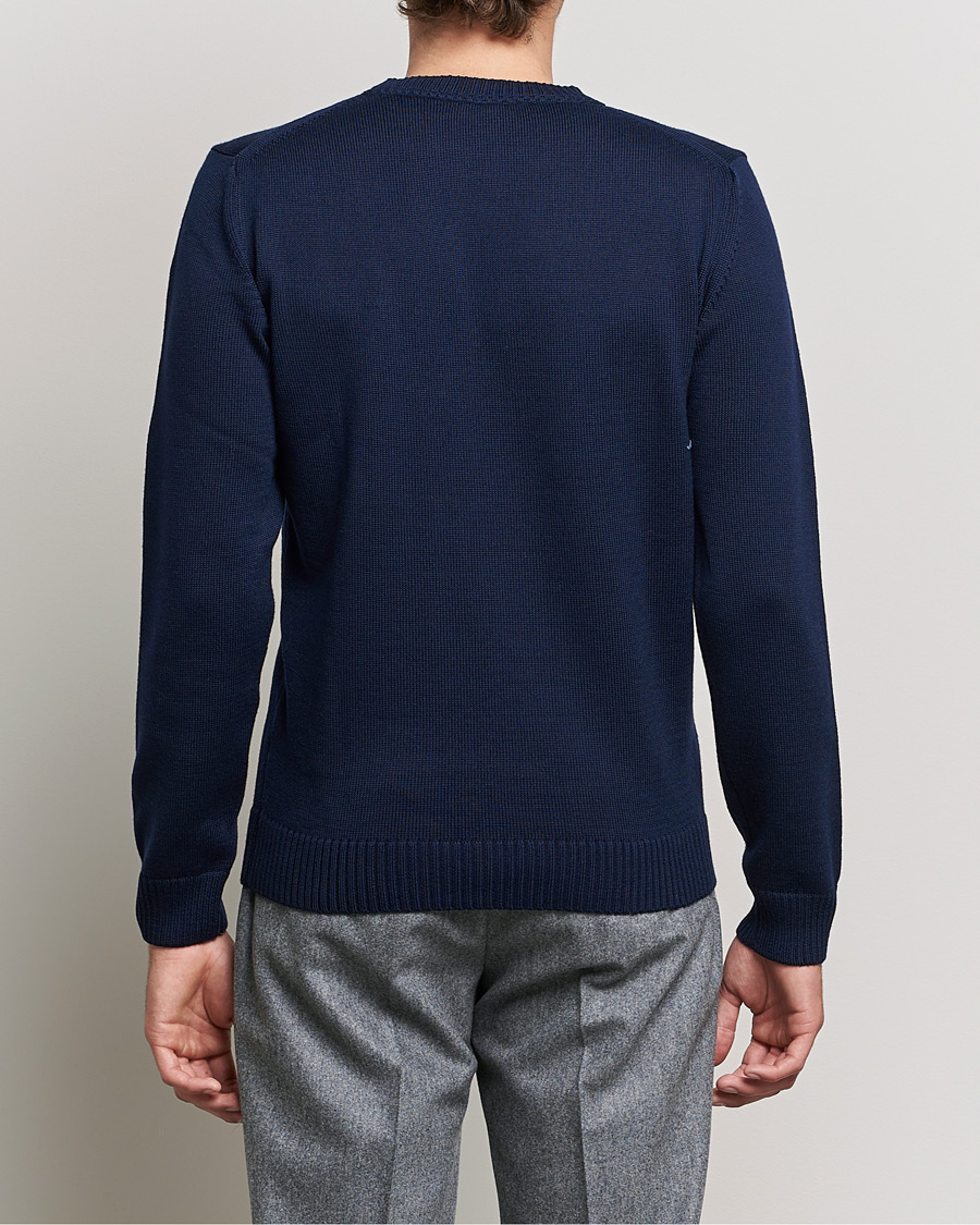 Men | Sweaters & Knitwear | Stenströms | Chunky Merino Crew Neck Navy