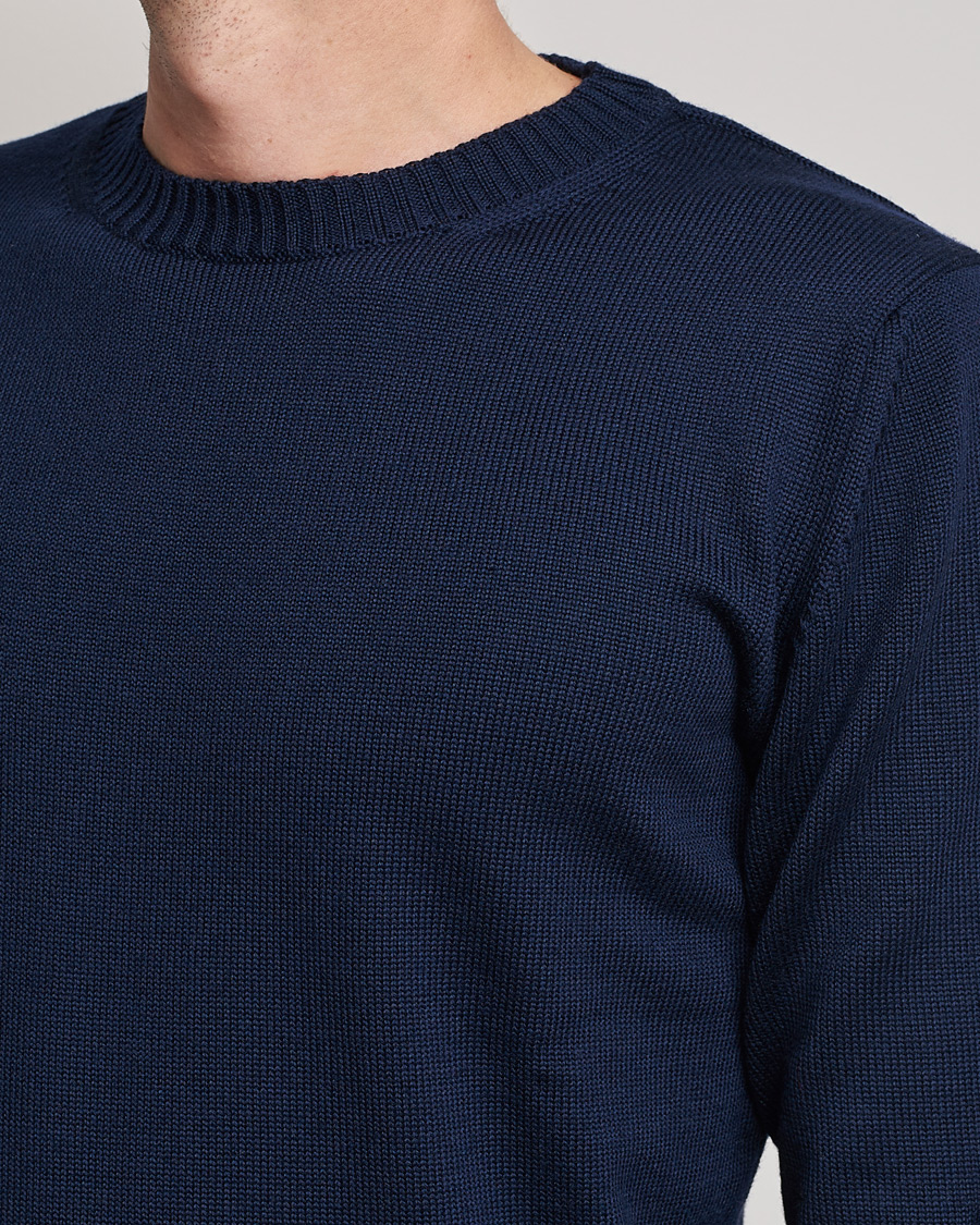 Men | Sweaters & Knitwear | Stenströms | Chunky Merino Crew Neck Navy
