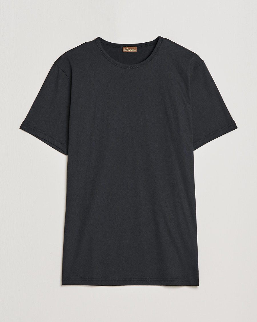 Men | T-Shirts | Stenströms | Solid Cotton T-Shirt Black