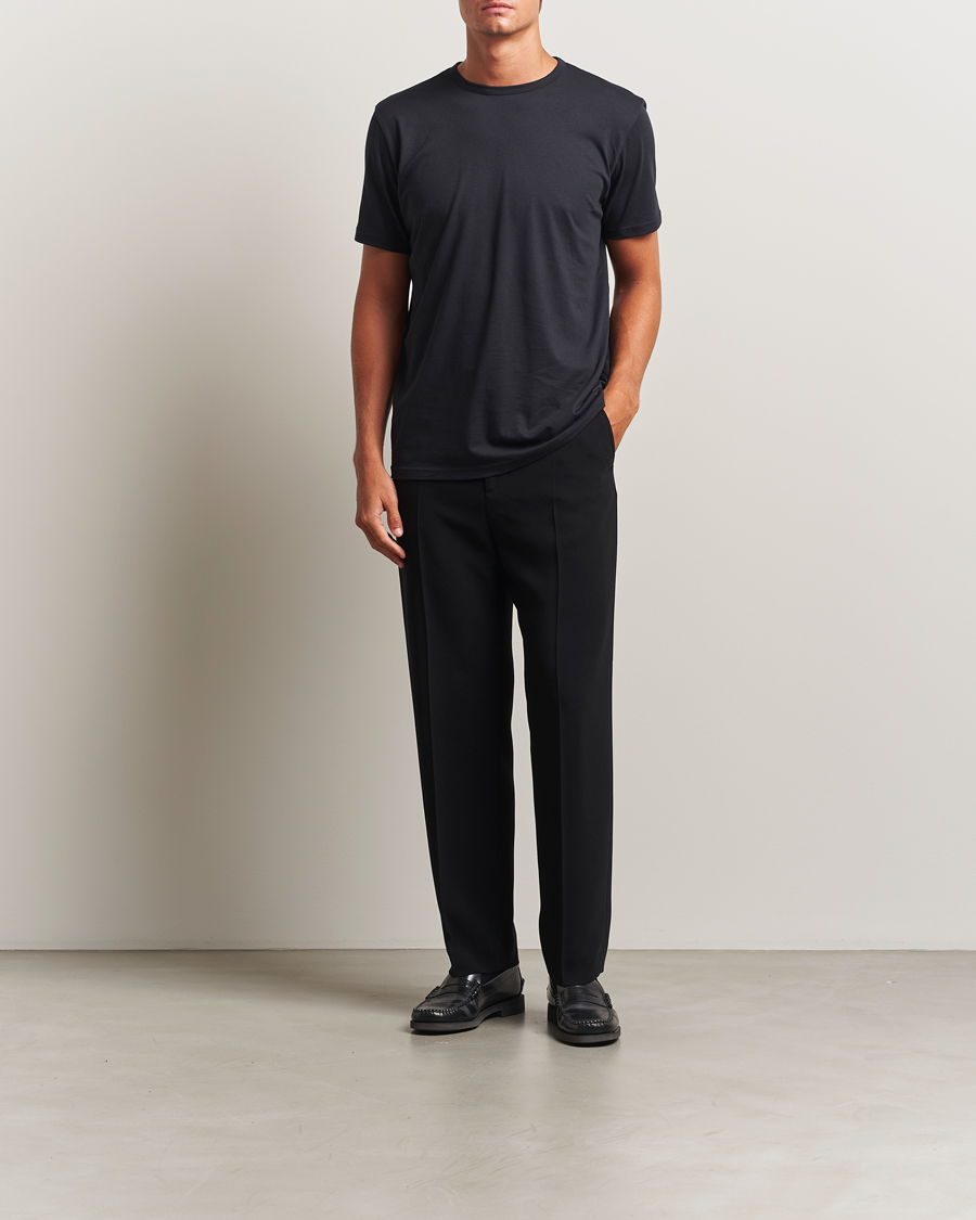 Men | T-Shirts | Stenströms | Solid Cotton T-Shirt Black
