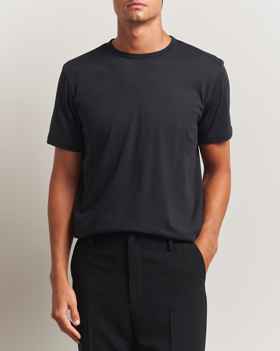 Men | T-Shirts | Stenströms | Solid Cotton T-Shirt Black