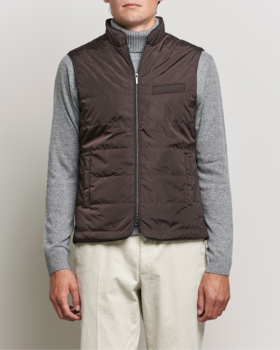 Men | Coats & Jackets | Stenströms | Padded Nylon Vest Brown