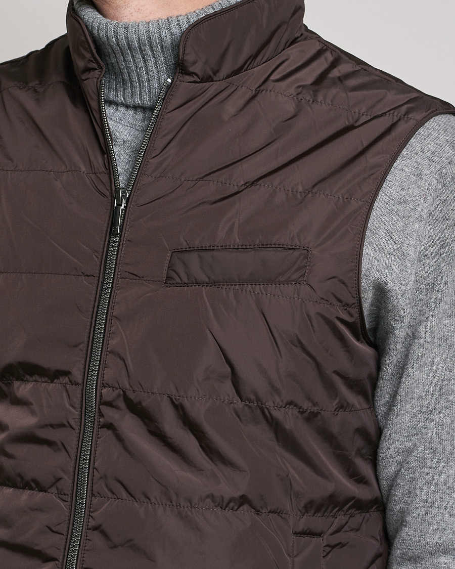 Men | Coats & Jackets | Stenströms | Padded Nylon Vest Brown