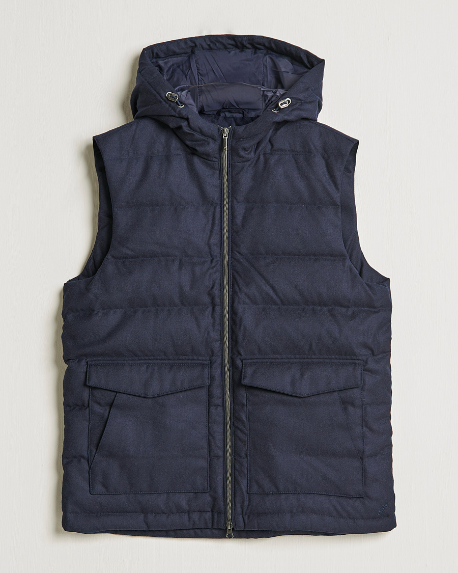Men | Coats & Jackets | Stenströms | Hooded Flannel Vest Navy