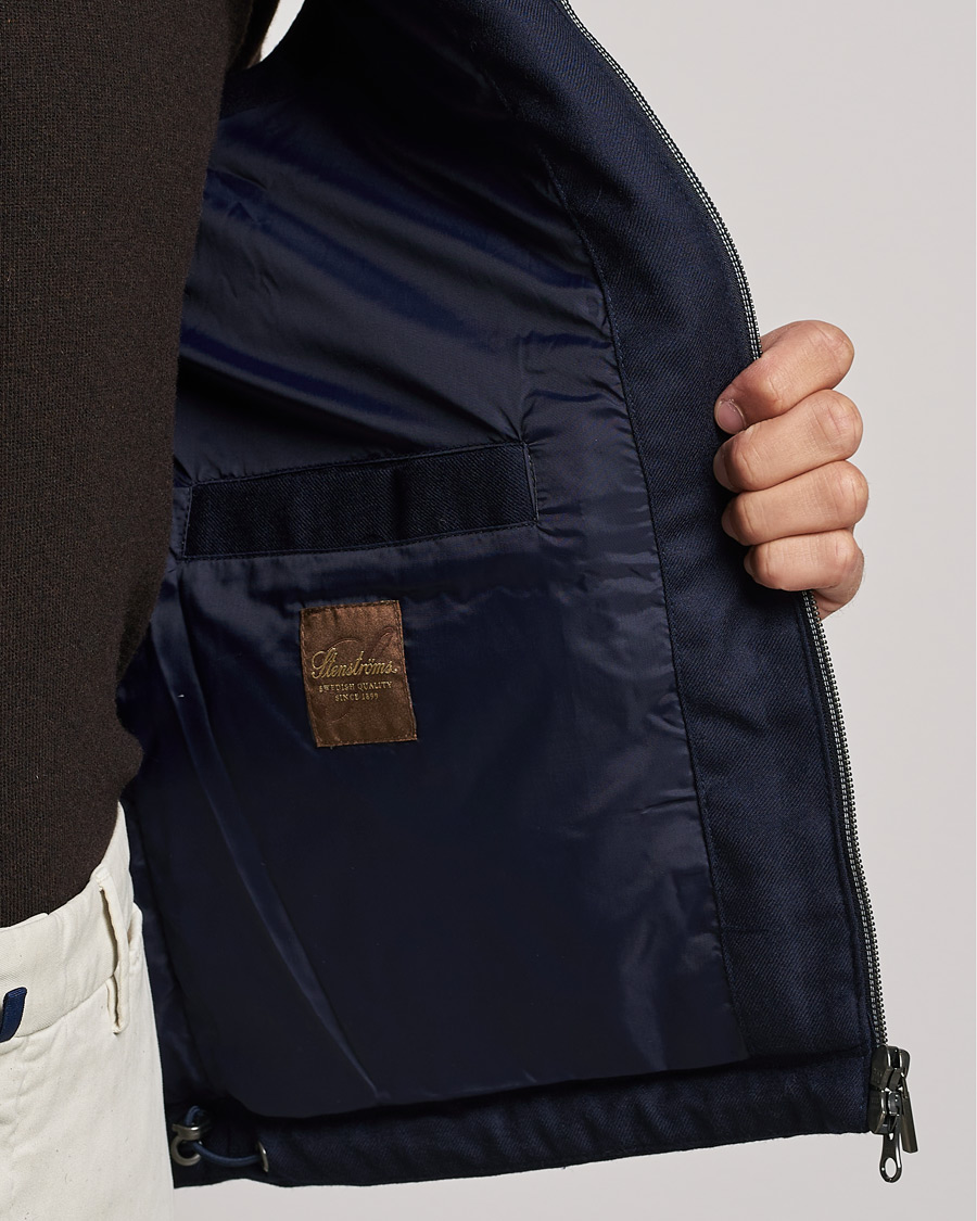 Men | Coats & Jackets | Stenströms | Hooded Flannel Vest Navy