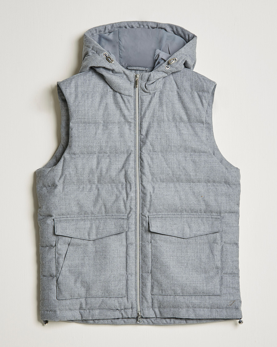 Men | Coats & Jackets | Stenströms | Hooded Flannel Vest Grey