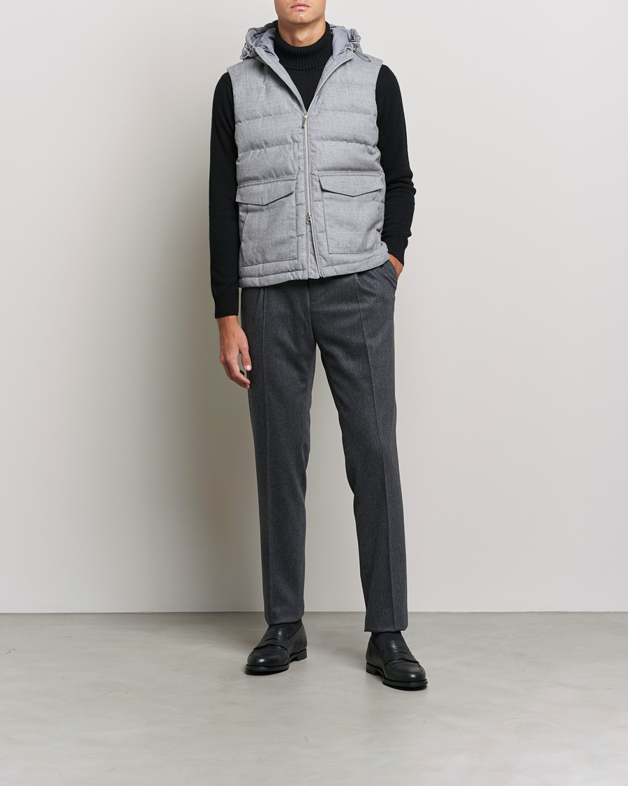Men | Coats & Jackets | Stenströms | Hooded Flannel Vest Grey