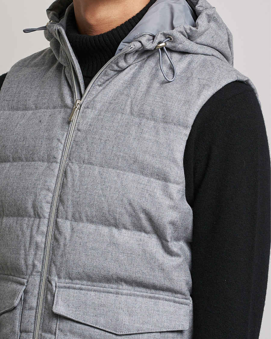 Men | Coats & Jackets | Stenströms | Hooded Flannel Vest Grey