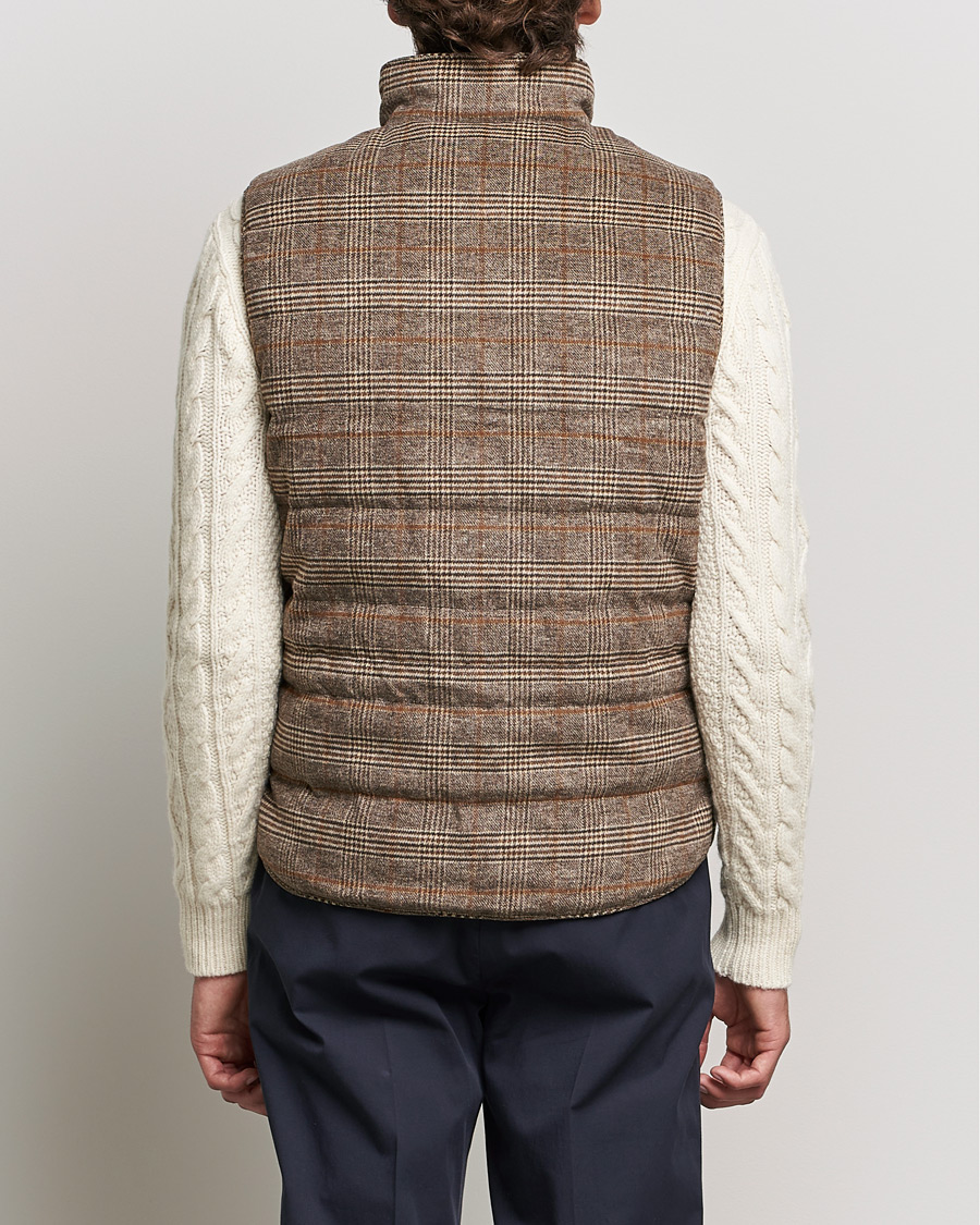 Men | Coats & Jackets | Stenströms | Glencheck Padded Wool Vest Brown