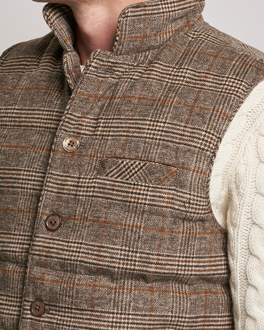 Men | Coats & Jackets | Stenströms | Glencheck Padded Wool Vest Brown