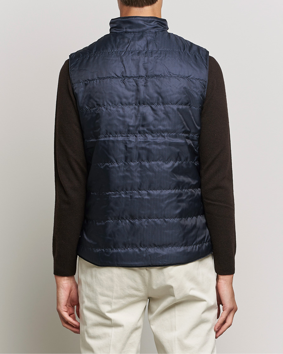Men | Coats & Jackets | Stenströms | Houndstooth Padded Nylon Vest Navy