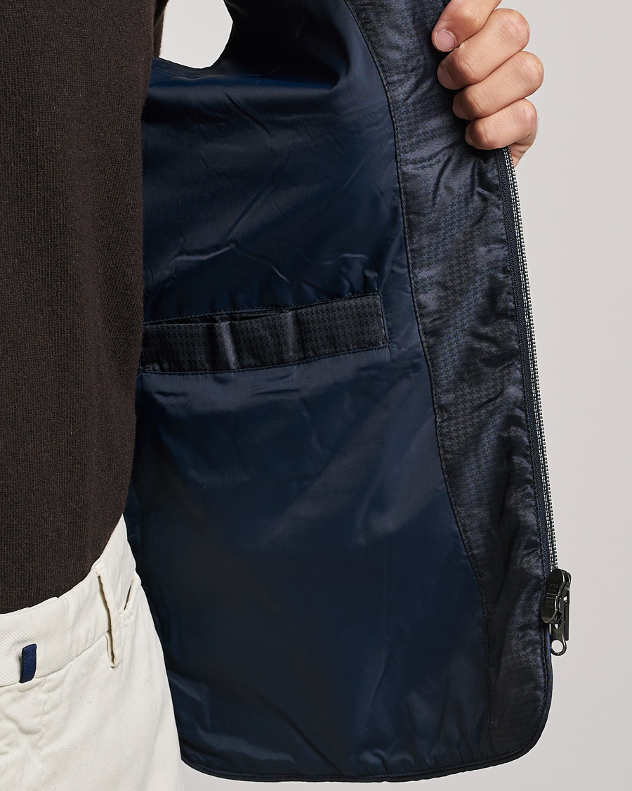 Men | Coats & Jackets | Stenströms | Houndstooth Padded Nylon Vest Navy