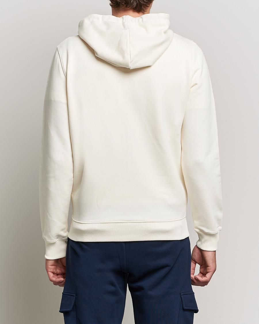 Men | Sweaters & Knitwear | Stenströms | Cotton Jersey Full Zip Hoodie Creme White